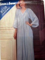3538 BUTTERICK ECONO LONG LOOSE FLOOR V-CAFTAN PATTERN SM-LG